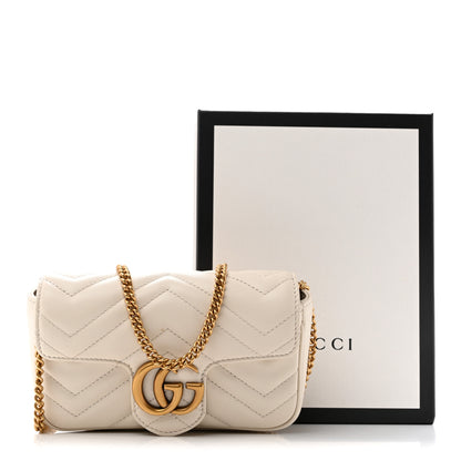 Gucci Calfskin Matelasse Super Mini GG Marmont Shoulder Bag White 14 of 14