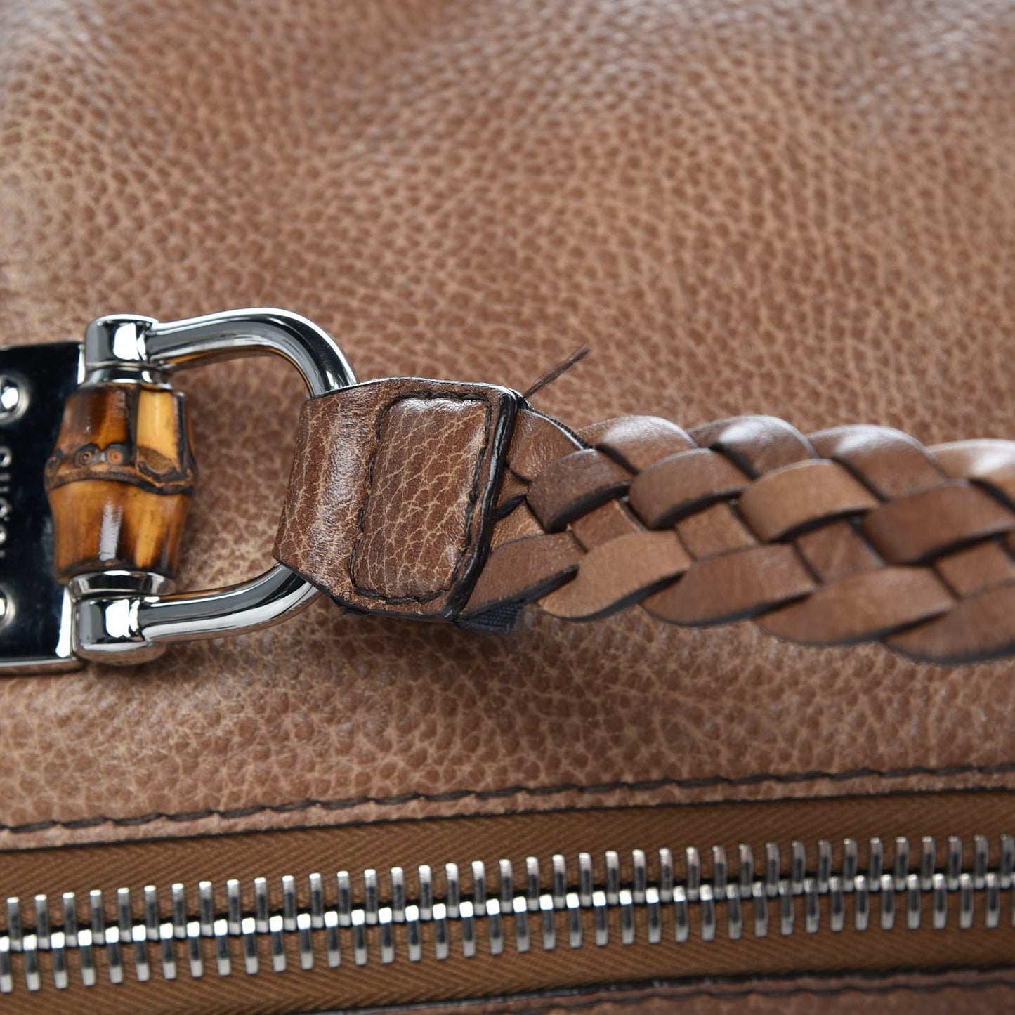 Calfskin Large Bamboo Bar Shoulder Bag Light Brown