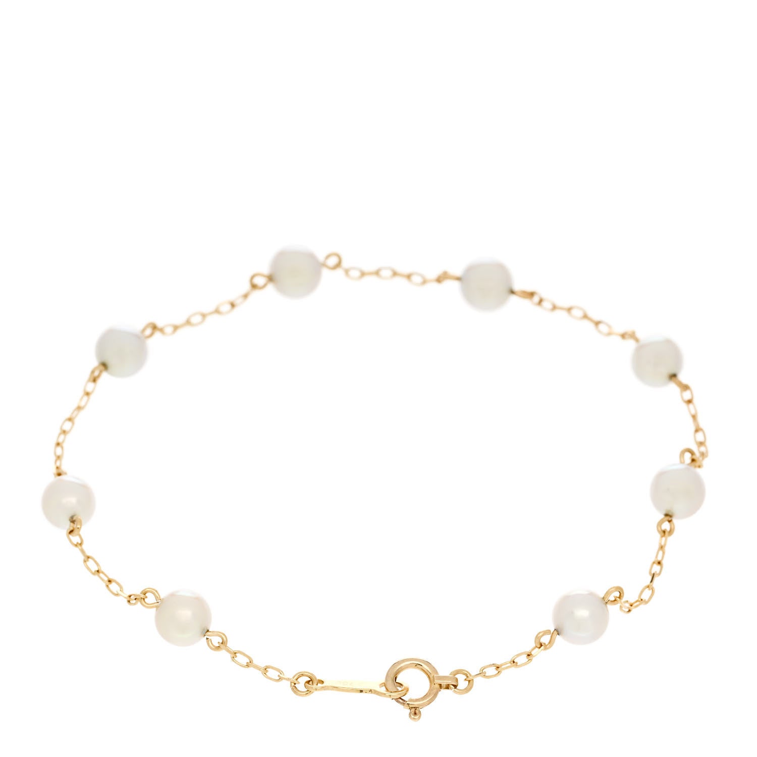 Mikimoto 18K Yellow Gold Akoya Pearl 5mm Station Bracelet 2 of 3