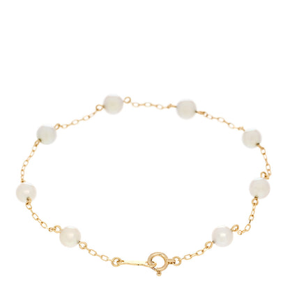 Mikimoto 18K Yellow Gold Akoya Pearl 5mm Station Bracelet 2 of 3