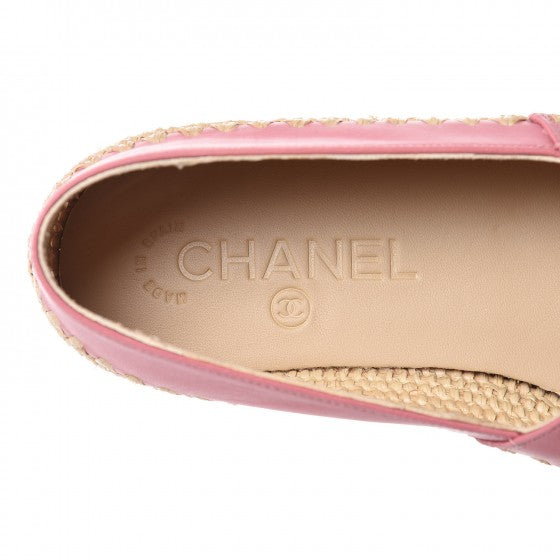 Lambskin Grosgrain CC Espadrilles 35 Pink Black