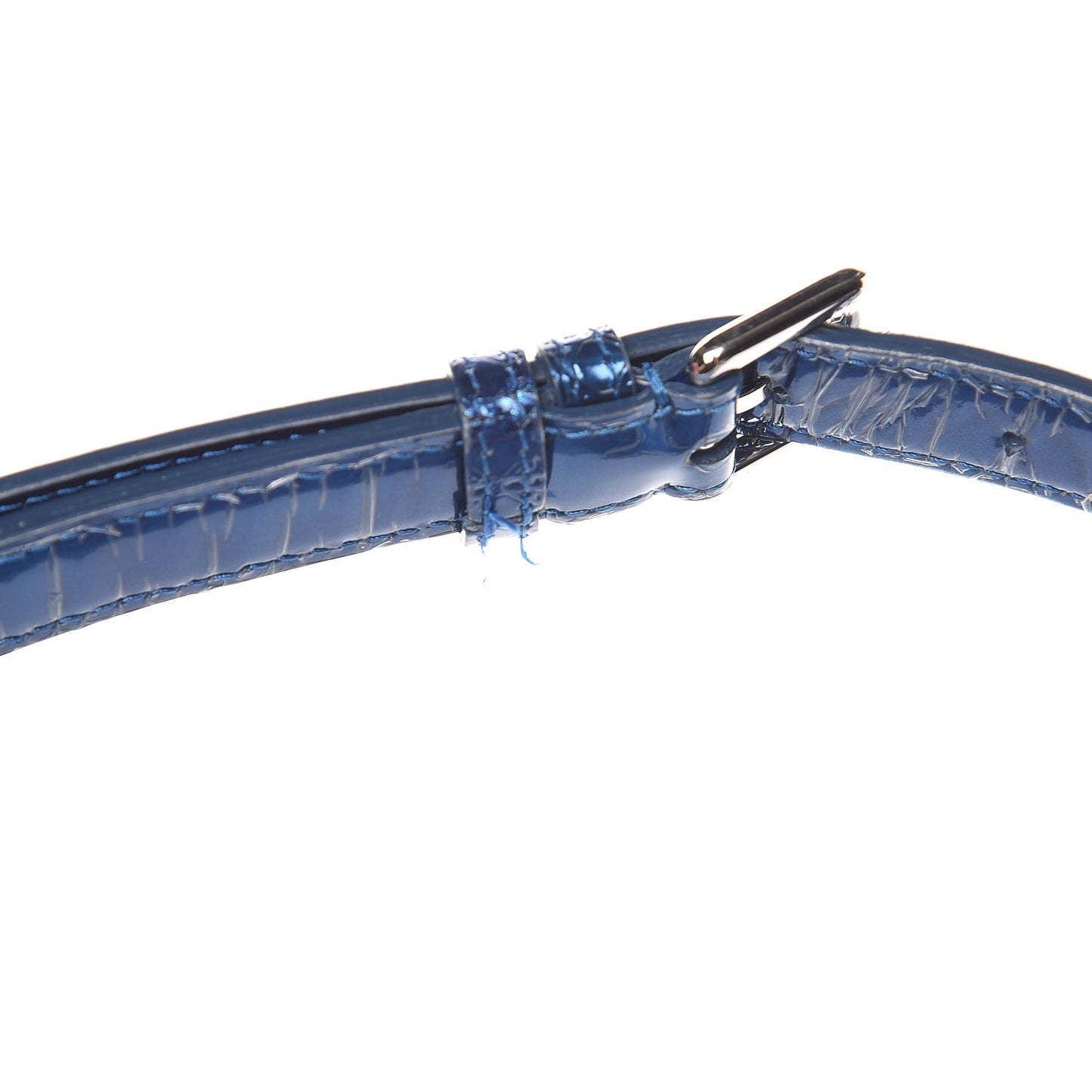 Metallic Patent Micro-Cannage Medium Diorama Flap Bag Blue