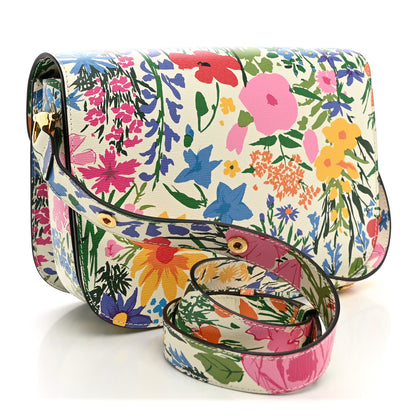 Gucci X KEN SCOTT New Shangai Calfskin Jardin D'Avril Floral Print Horsebit 1955 Shoulder Bag Ivory Pink Wild Rose 3 of 10