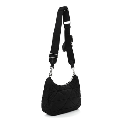 Prada Re-Nylon Triangle Padded Patchwork Shoulder Bag Black 2 of 4