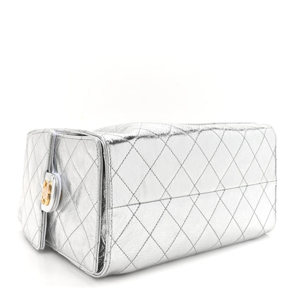Chanel Metallic Crumpled Calfskin Quilted Small Chanel 25 Handbag Silvery 4 of 11