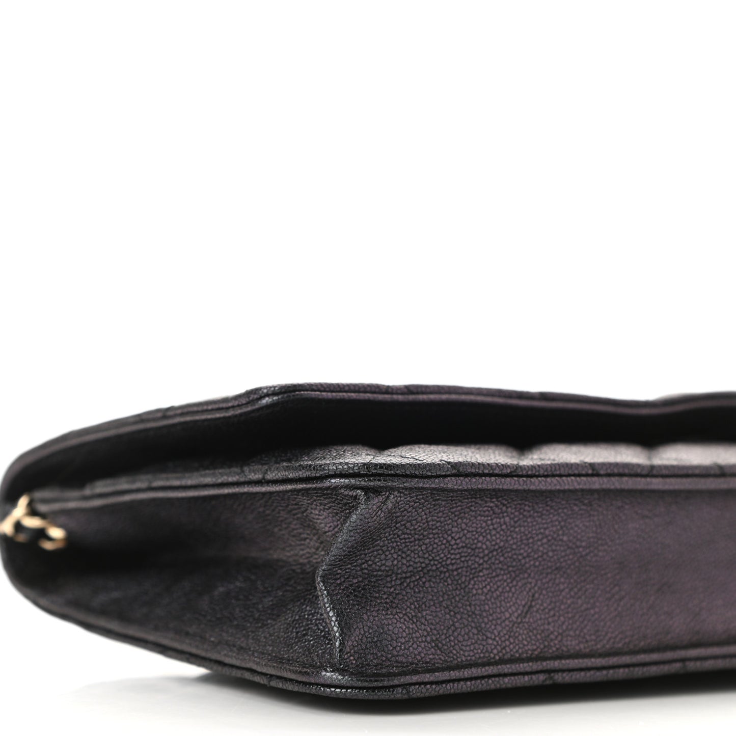 Iridescent Caviar Quilted Wallet On Chain WOC Black