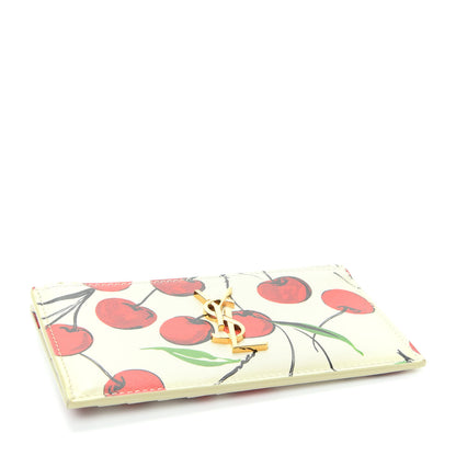 Saint Laurent Calfskin Monogram Cherry Fragments Zippered Card Case 4 of 7