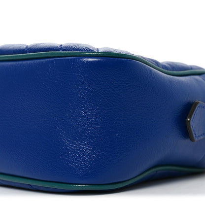 Gucci Azalea Calfskin Enamel Matelasse Diagonal Small Torchon GG Marmont Chain Shoulder Bag Imperial Blue Pavone 10 of 10
