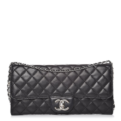 Chanel Lambskin Quilted East West Flap Clutch Black 1 of 20