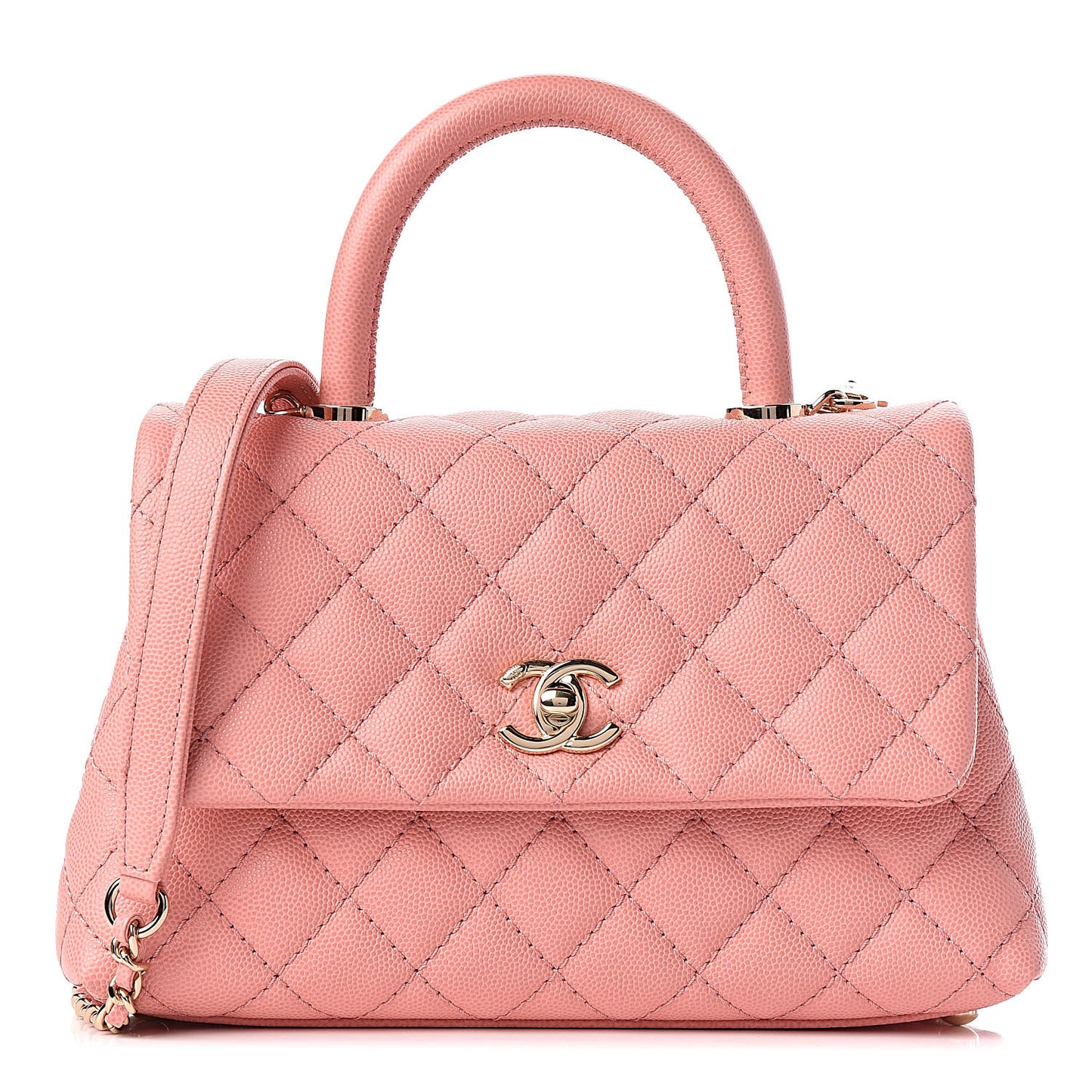 Caviar Quilted Mini Coco Handle Flap Pink