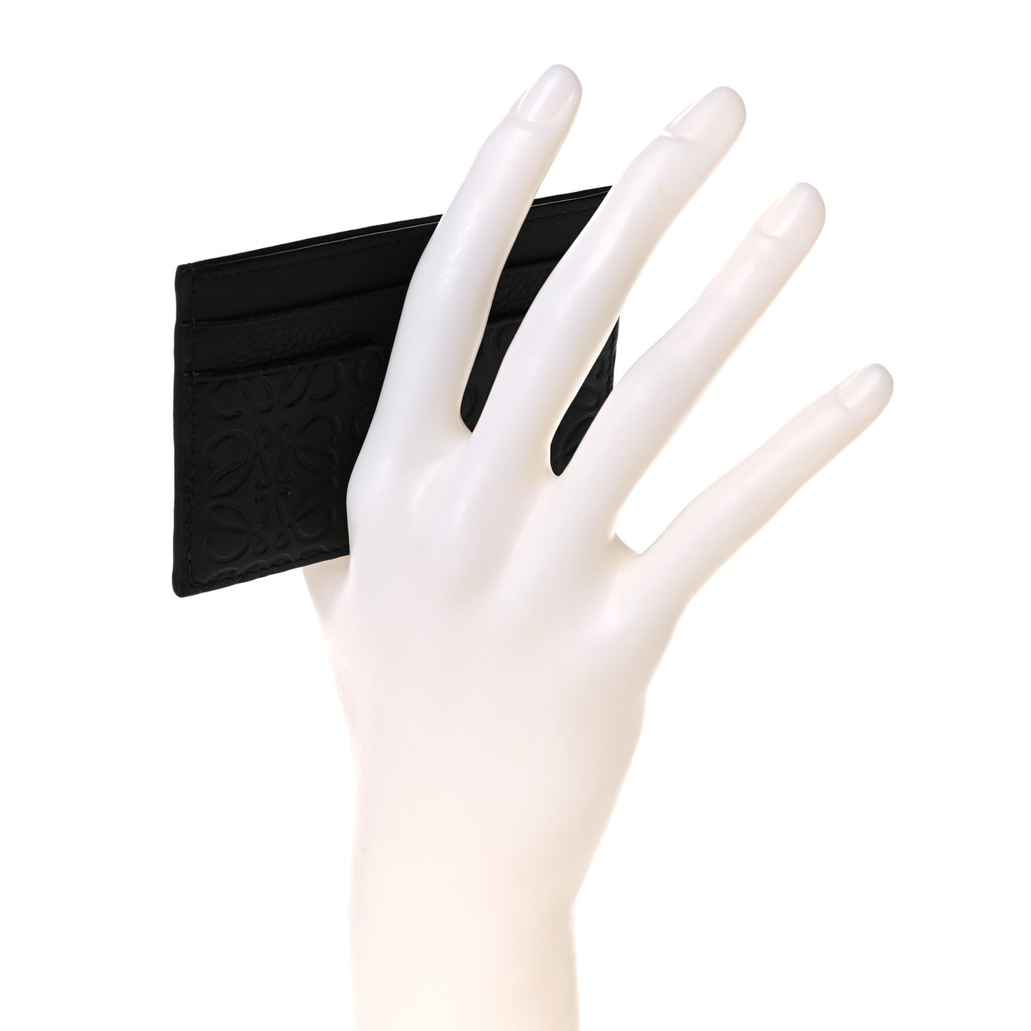 Calfskin Embossed Puzzle Plain Card Holder Black
