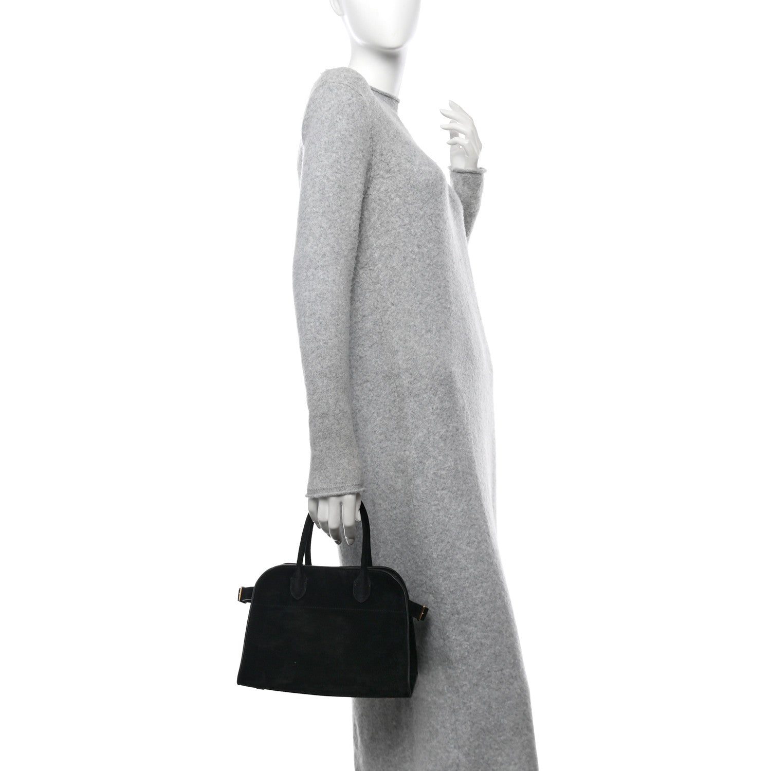The Row Suede Soft Margaux 10 Bag Black 2 of 9