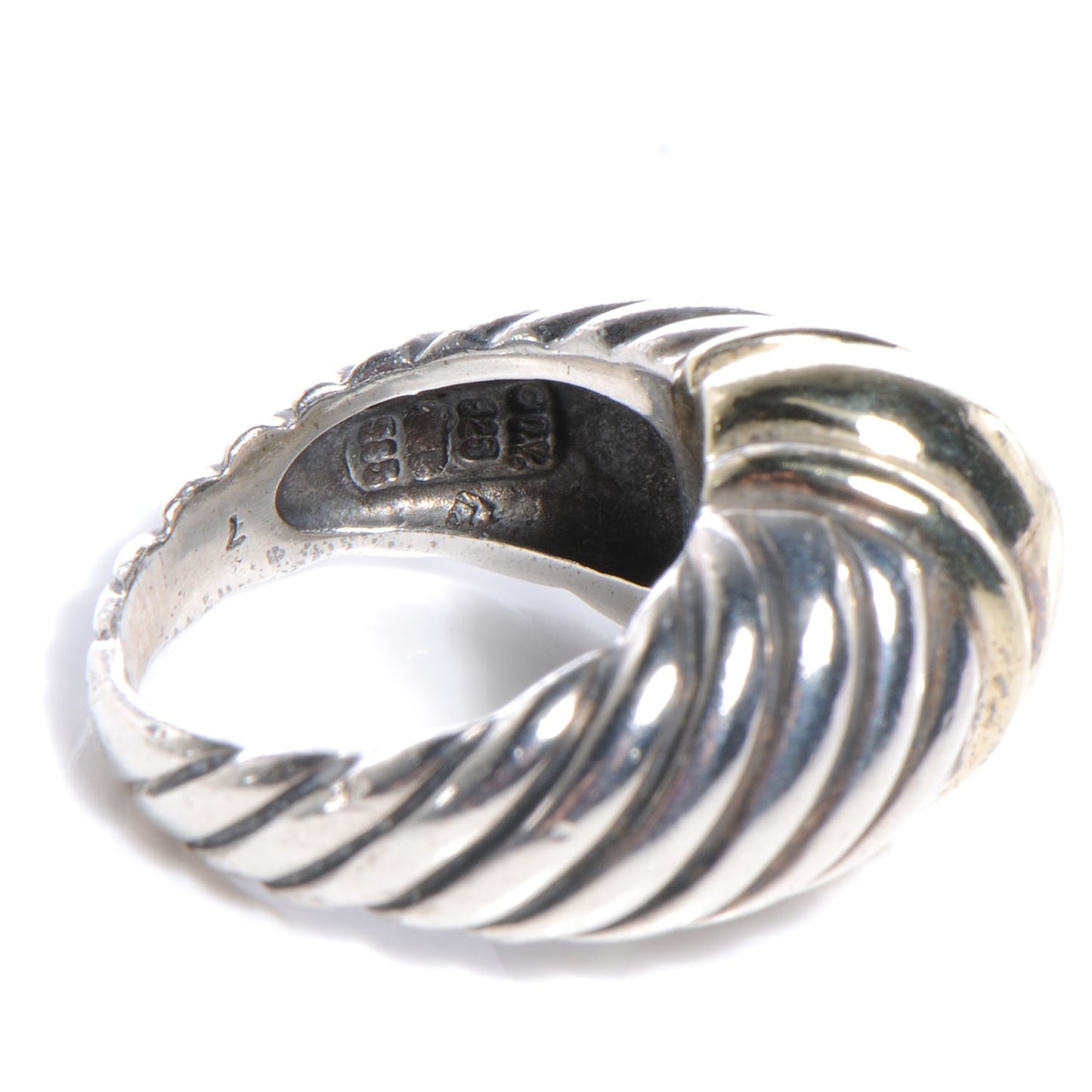 Sterling Silver 14K Yellow Gold Cable Station Ring 47 4