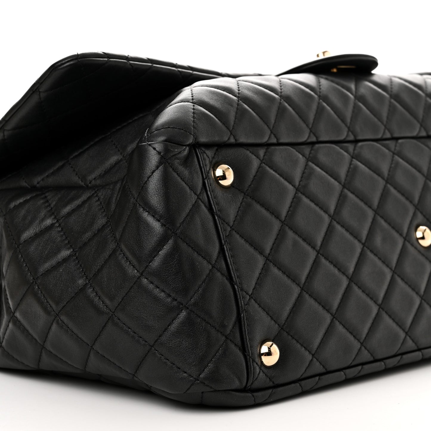 Calfskin Quilted XXL Travel Flap Bag Black