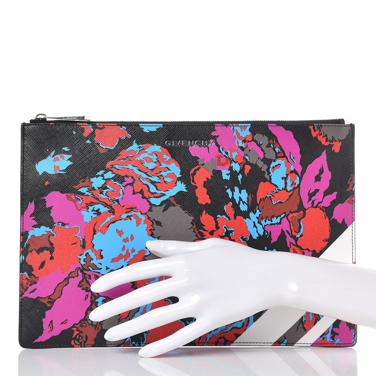 Givenchy Coated Canvas Floral Print Zip Pouch Multicolor 2 of 7