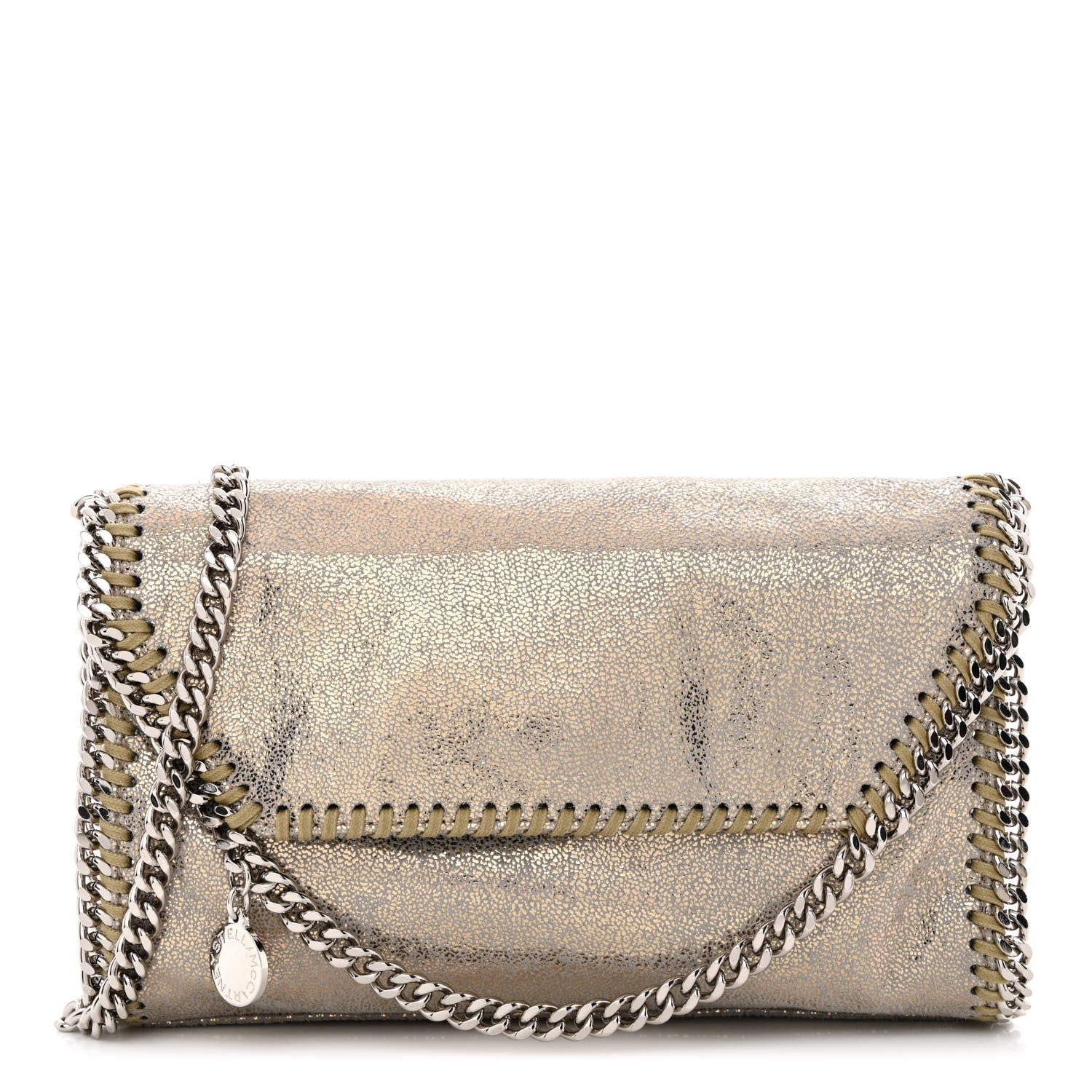 Stella McCartney Metallic Shaggy Deer Mini Falabella Fold Over Tote Gold 1 of 11