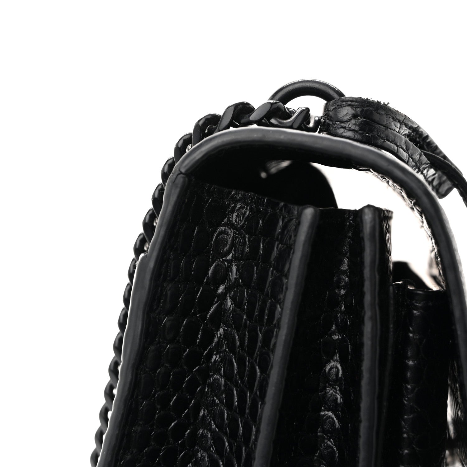 Saint Laurent Calfskin Crocodile Embossed Medium Monochrome Monogram Sunset Black 12 of 14