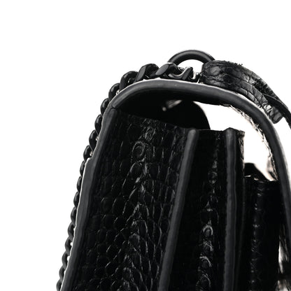 Saint Laurent Calfskin Crocodile Embossed Medium Monochrome Monogram Sunset Black 12 of 14