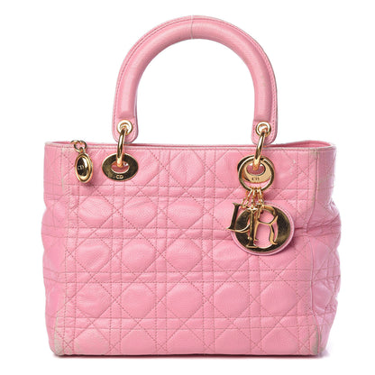 Christian Dior Grained Calfskin Cannage Medium Lady Dior Pink 1 of 22
