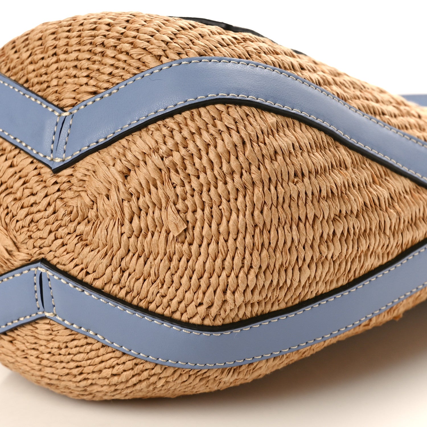 Chloe X MIFUKO Raffia Calfskin Basket Shoulder Bag Blue 10 of 10
