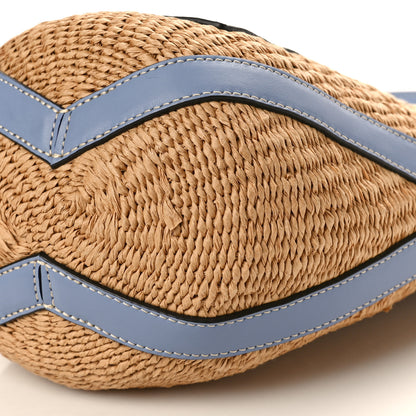 Chloe X MIFUKO Raffia Calfskin Basket Shoulder Bag Blue 10 of 10