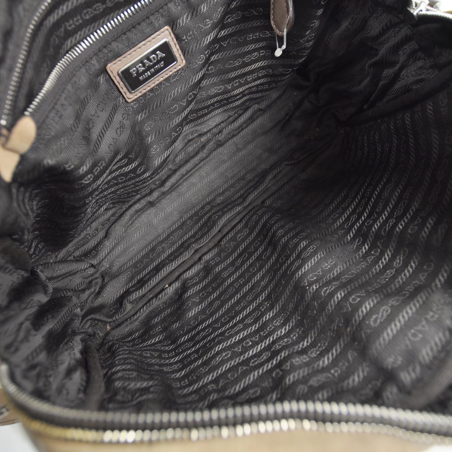 Prada Cervo Glace Zippers Shoulder Bag Ardesia Talco 5 of 7