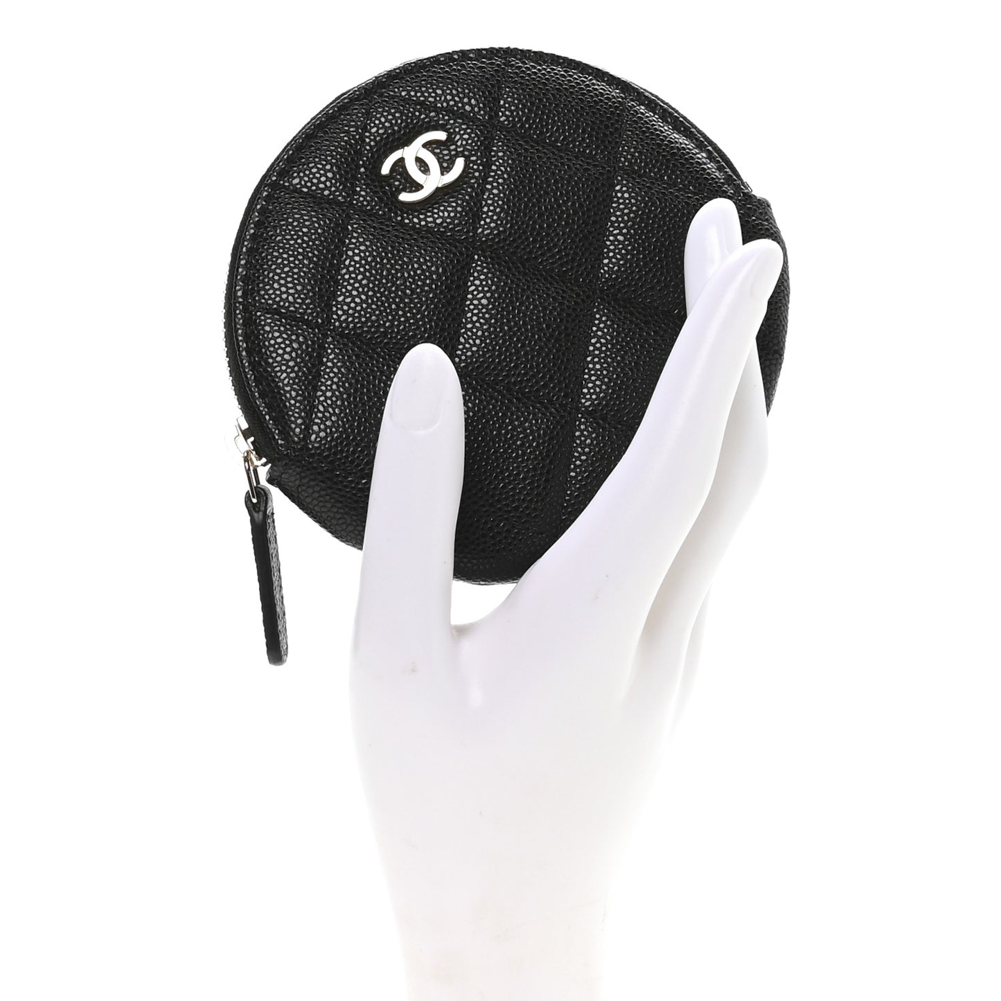 Caviar Quilted Zip Around Classic Coin Purse Black
