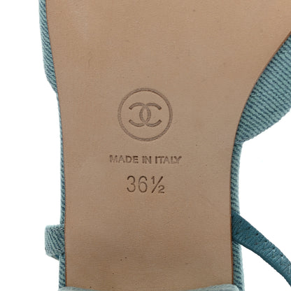 Chanel Denim Cap Toe CC Slingback Flats 36.5 Blue 7 of 7