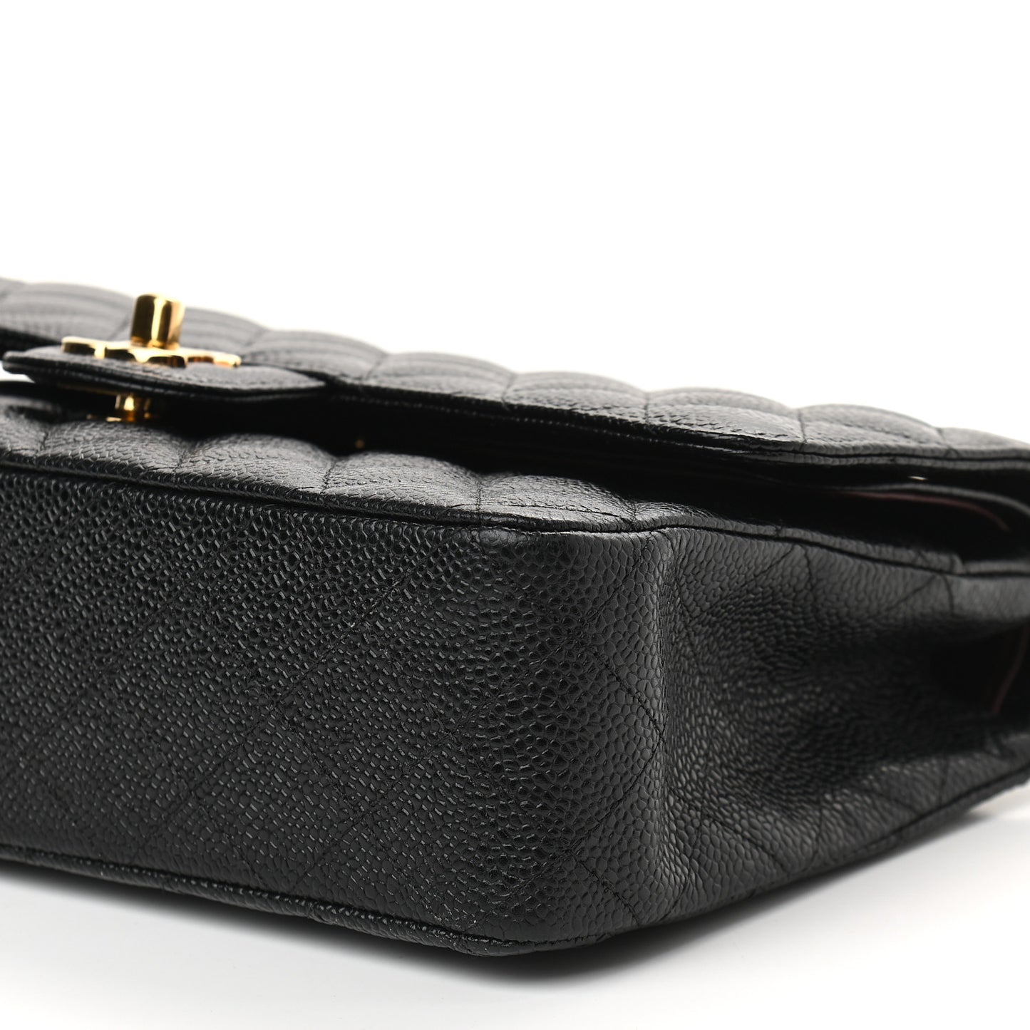 Caviar Quilted Medium Double Flap Black