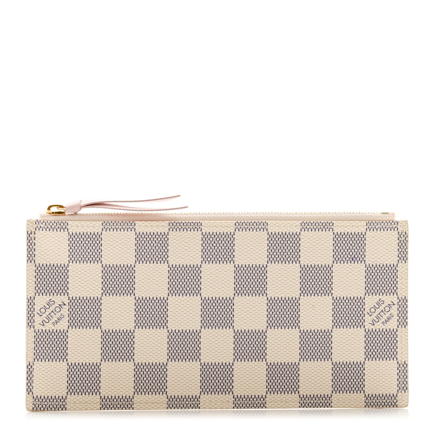 Damier Azur Felicie Chain Wallet Zippered Insert Rose Ballerine