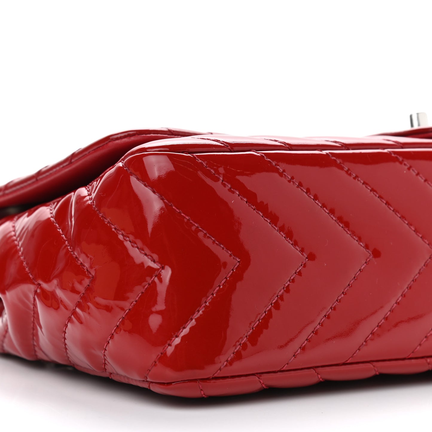 Patent Chevron Quilted Jumbo Single Flap Red