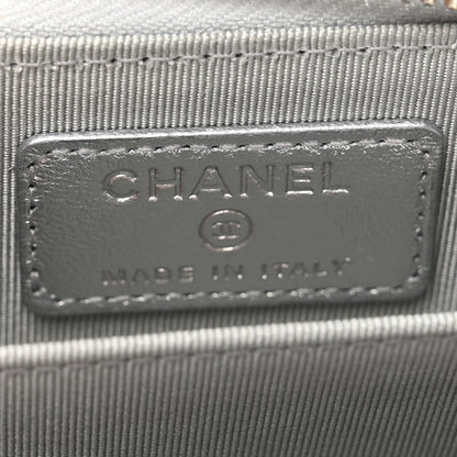Chanel Gradient Metallic Calfskin Quilted Zip Around Coin Purse Wallet Silver Blue Yellow Purple 6 of 9