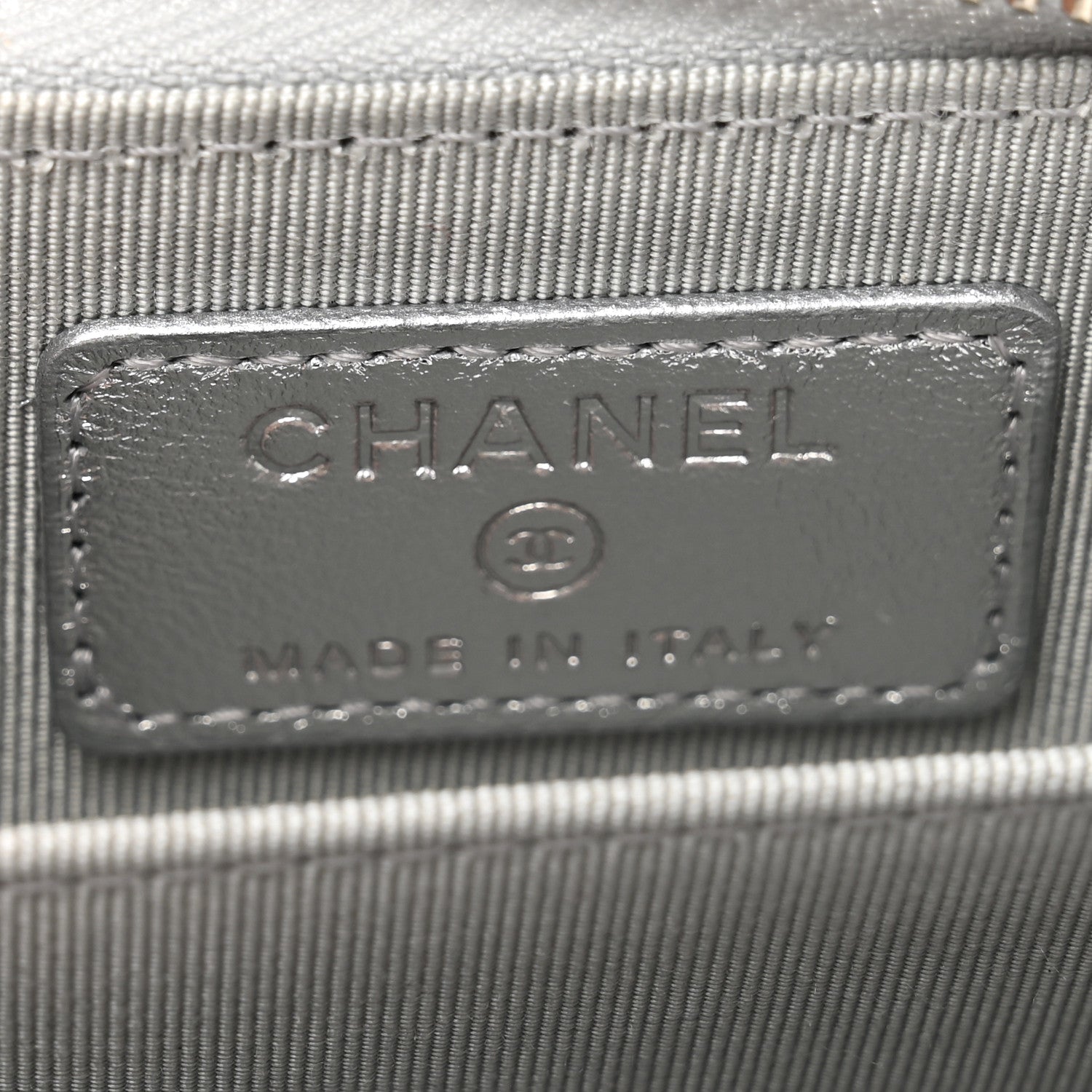 Chanel Gradient Metallic Calfskin Quilted Zip Around Coin Purse Wallet Silver Blue Yellow Purple 6 of 9