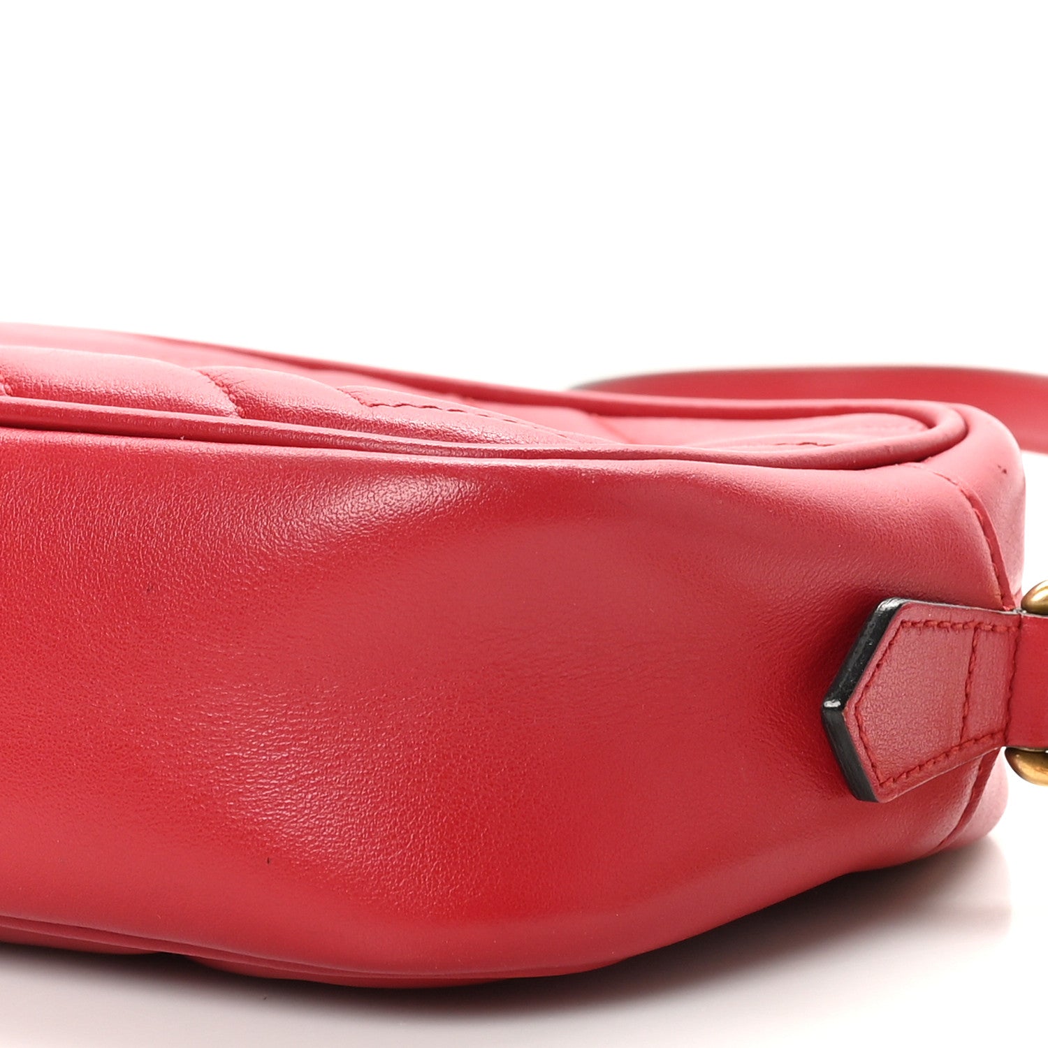 Gucci Calfskin Matelasse Mini GG Marmont Chain Shoulder Bag Hibiscus Red 10 of 11