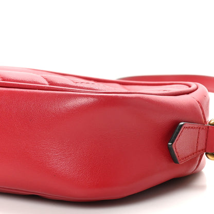 Gucci Calfskin Matelasse Mini GG Marmont Chain Shoulder Bag Hibiscus Red 10 of 11