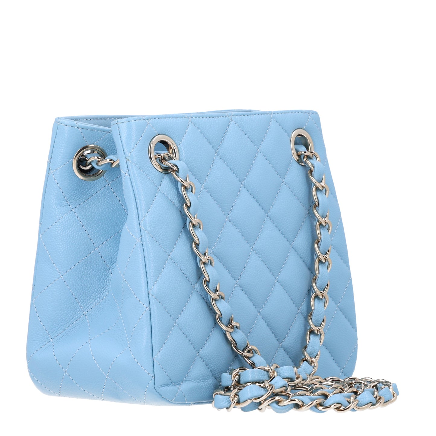 Caviar Quilted Mini Bucket Bag Blue