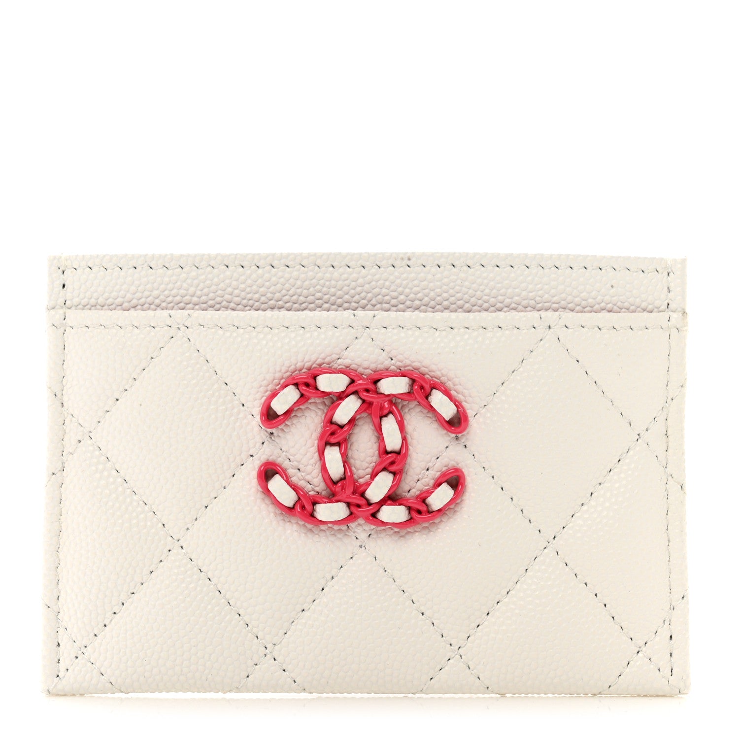 Chanel Caviar Quilted Chanel 19 Card Holder White Pink 1 of 9