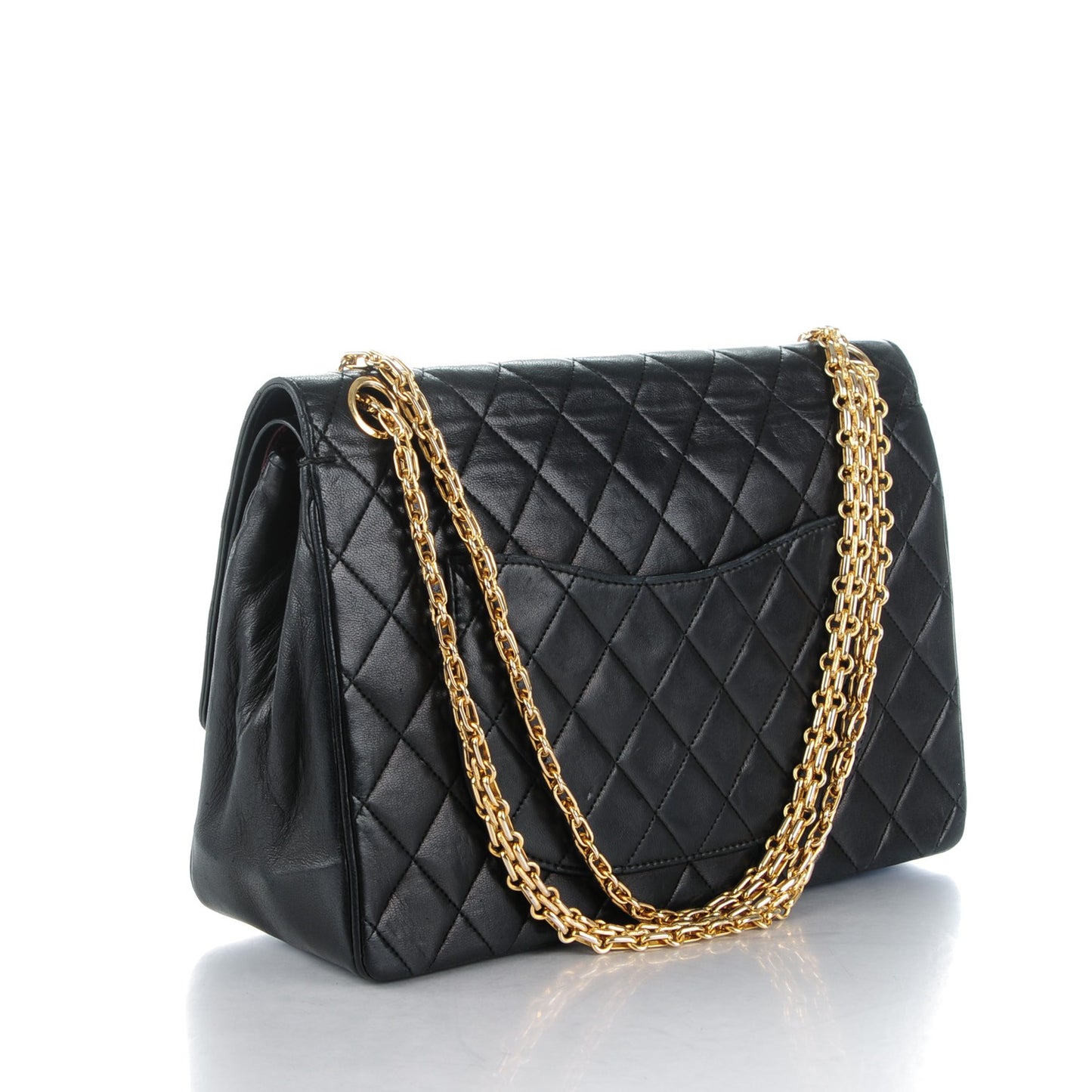 Lambskin Medium Mademoiselle Chain Double Flap Black