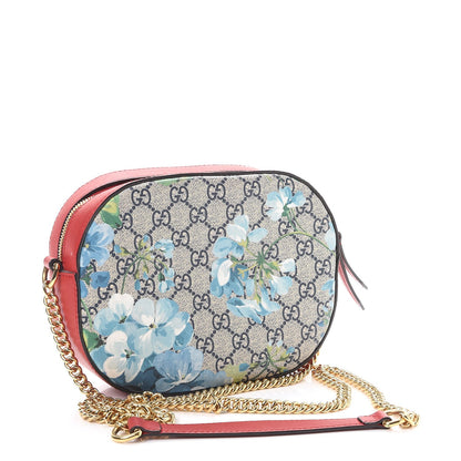 Gucci GG Supreme Monogram Blooms Mini Chain Shoulder Bag Beige Blue Navy Hibiscus Red 4 of 10