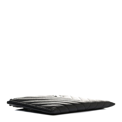 Chanel Caviar Chevron Quilted Zip Pouch Black 4 of 11
