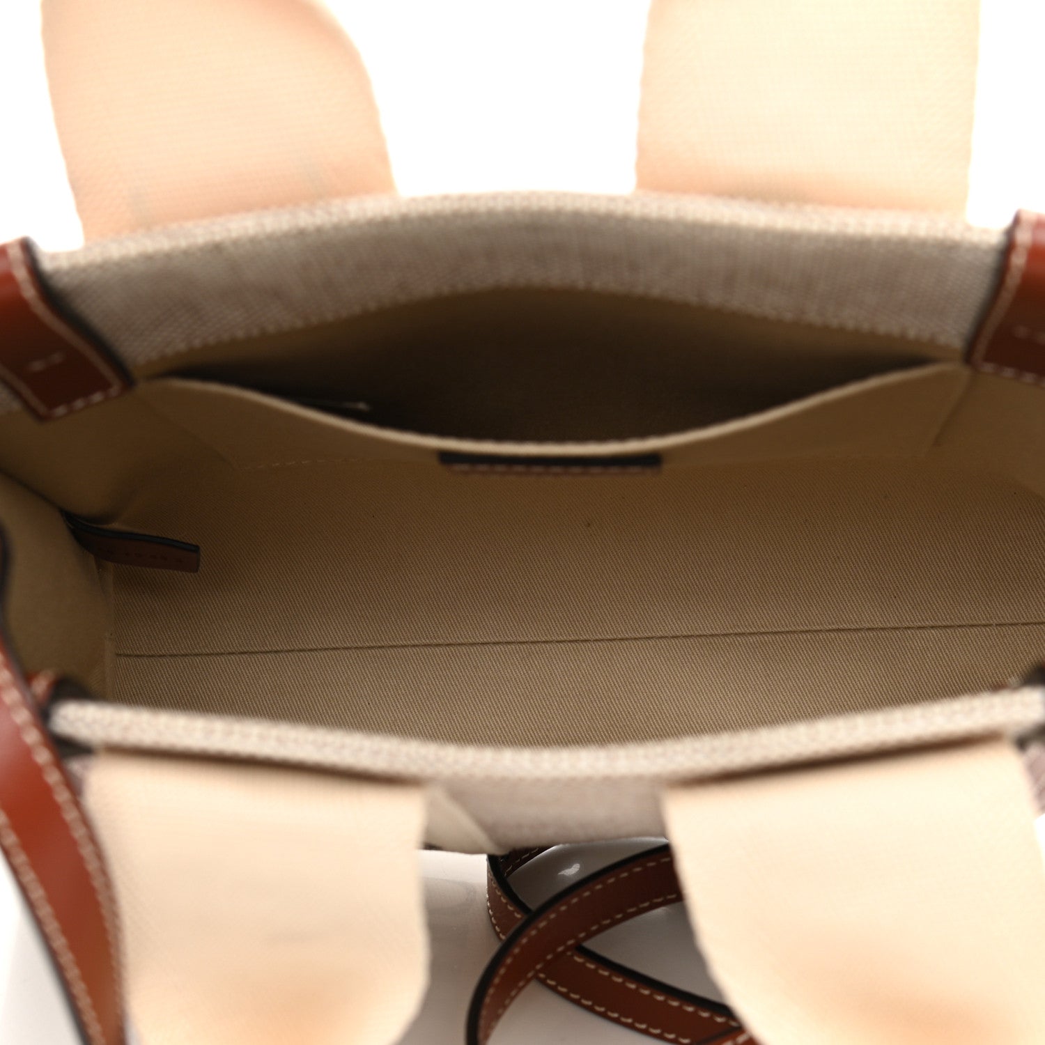 Chloe Cotton Calfskin Small Woody Ribbon Tote With Strap White Brown 5 of 10