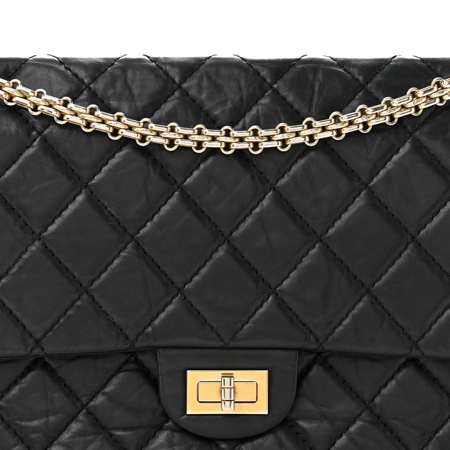 Aged Calfskin Quilted 2.55 Reissue 226 Flap Black