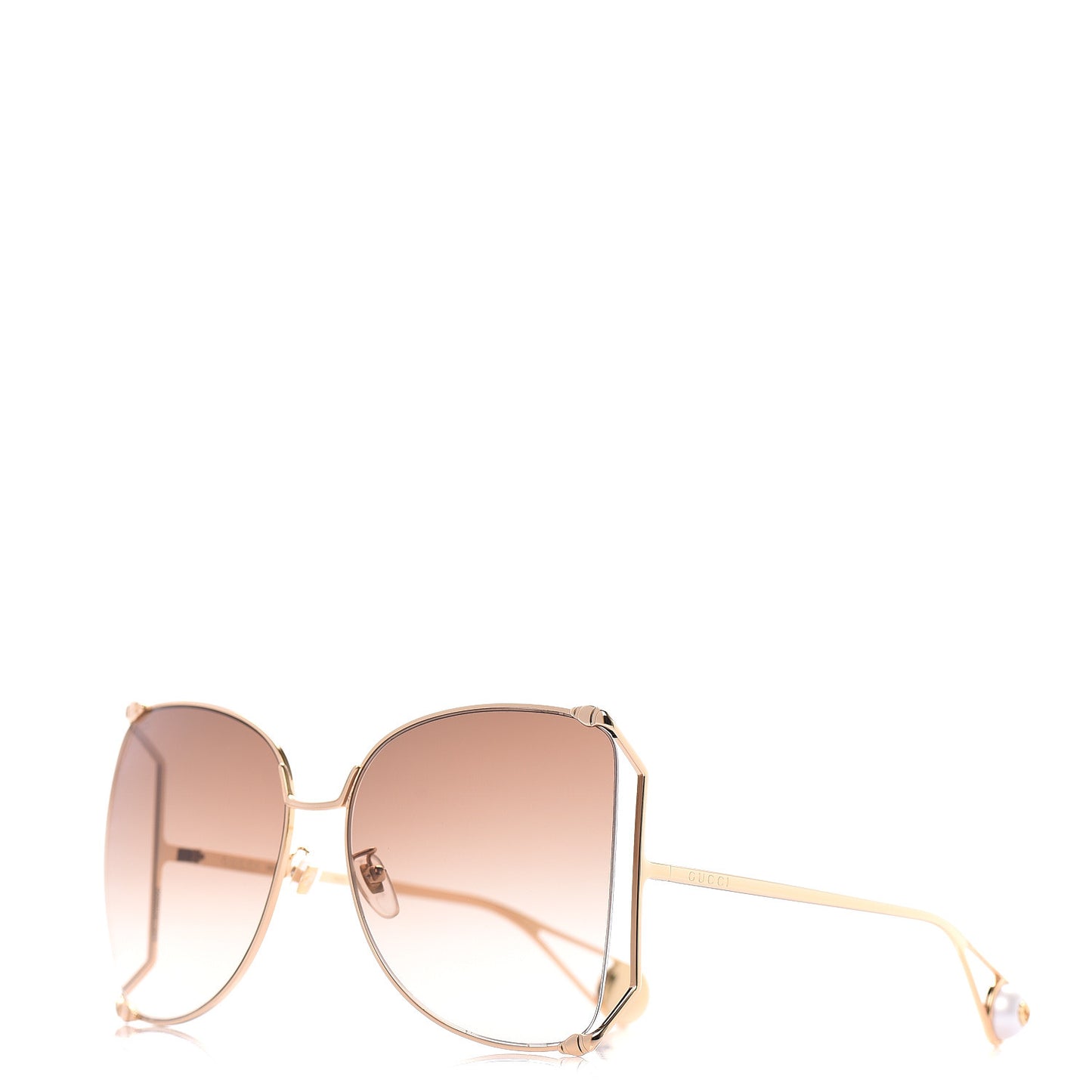Oversized Round Sunglasses GG0252S Gold Brown