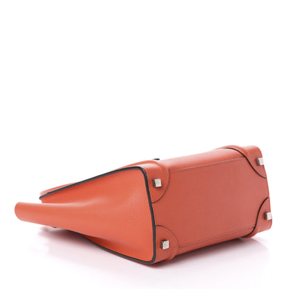 Celine Drummed Calfskin Micro Luggage Vermillion 4 of 9