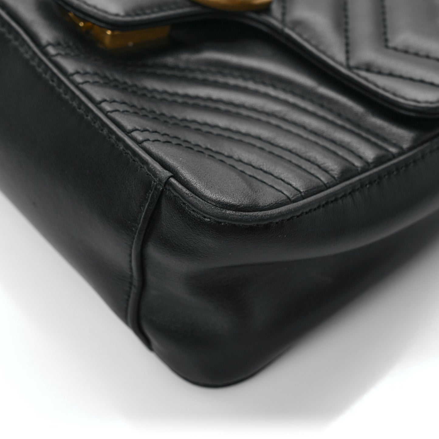 Calfskin Matelasse Mini GG Marmont Top Handle Shoulder Bag Black