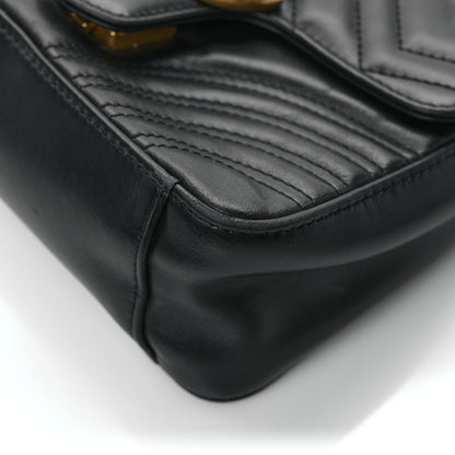 Gucci Calfskin Matelasse Mini GG Marmont Top Handle Shoulder Bag Black 11 of 11