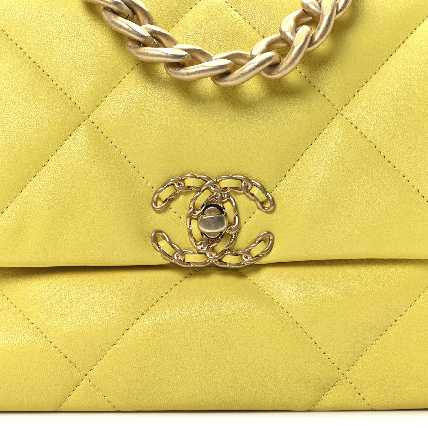 Lambskin Quilted Large Chanel 19 Flap Yellow