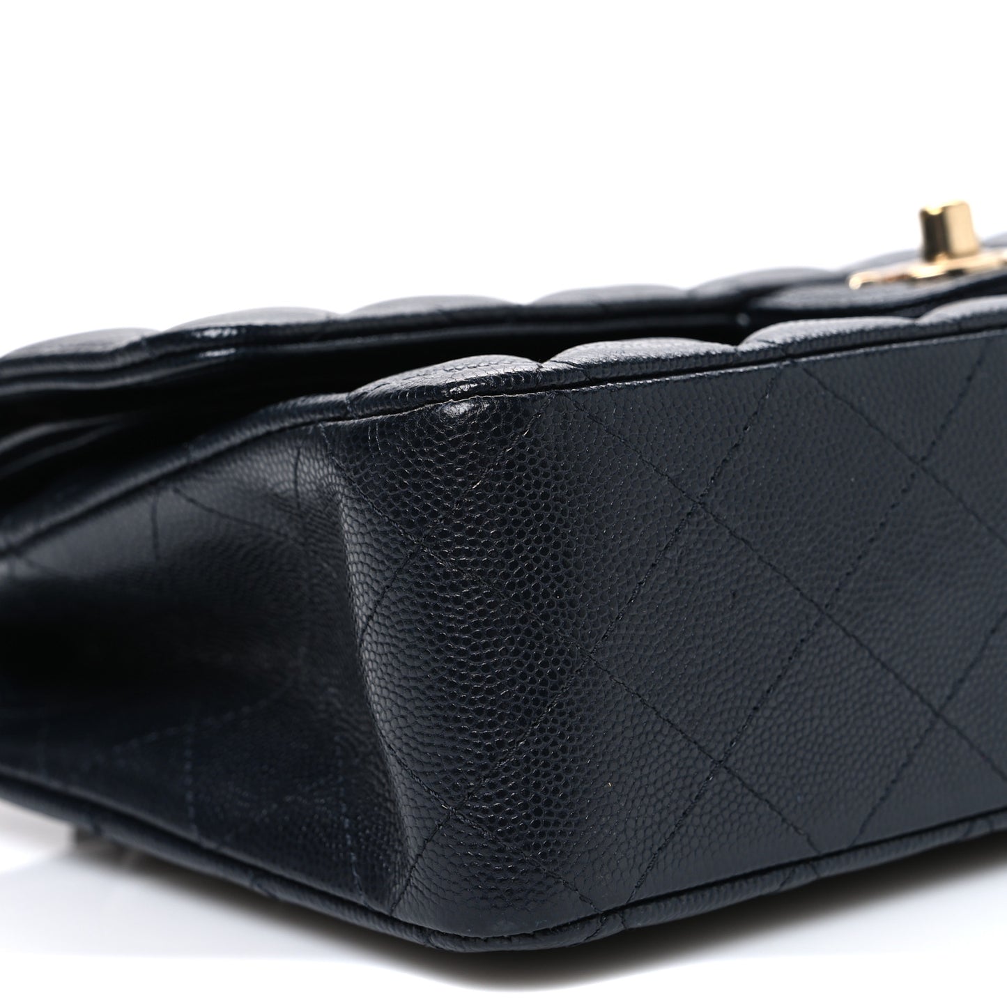 Caviar Quilted Medium Double Flap Navy