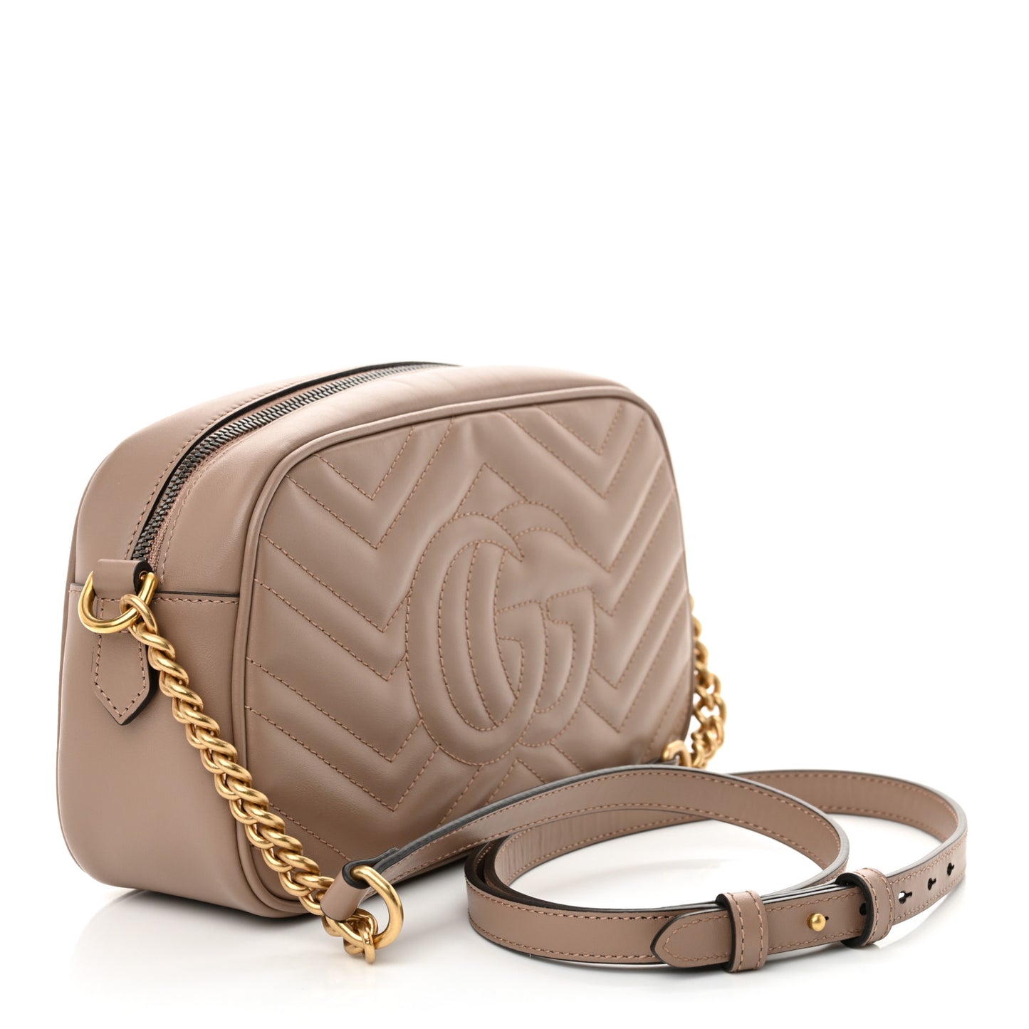 Calfskin Matelasse Small GG Marmont Chain Shoulder Bag Porcelain Rose