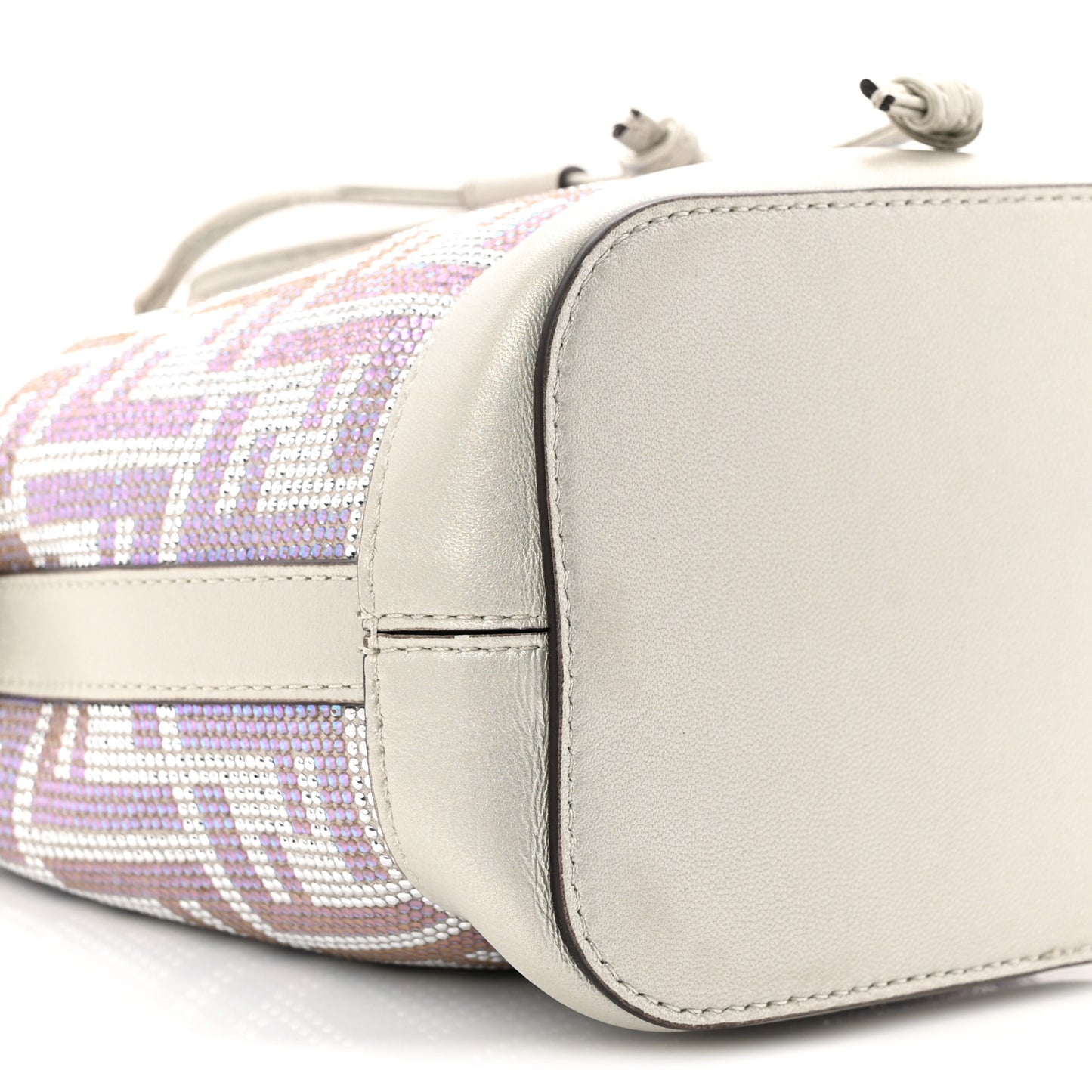 Crystal Vitello Laminato FF Mini Mon Tresor Bucket Bag Crystal Argento